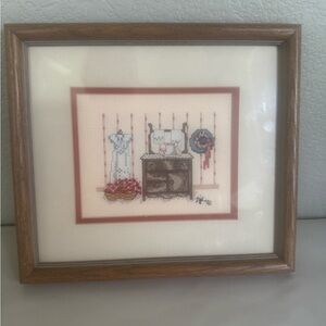 Framed Cross-Stitch Art with Wooden Frame